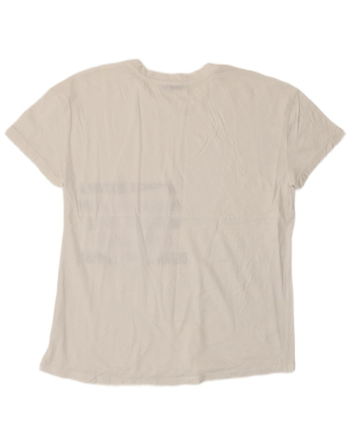 Zara Dame Grafisk T-Shirt Top UK 10 Small White
