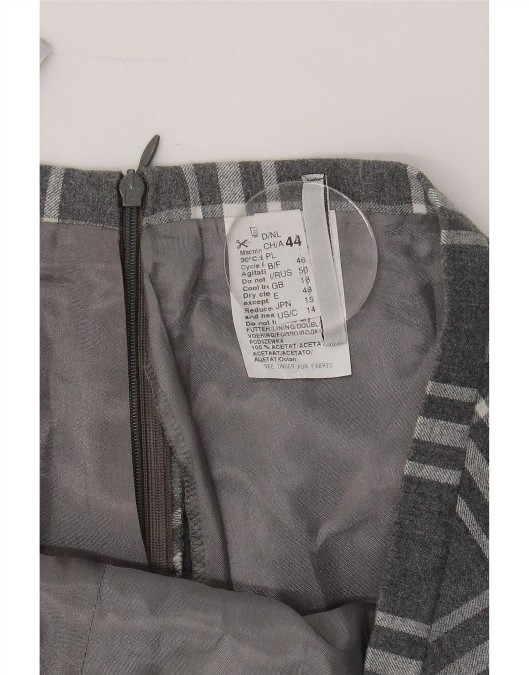 VINTAGE Womens Midi Skirt UK 18 XL W36  Grey Check Vintage Vintage and Second-Hand Vintage from Messina Hembry 