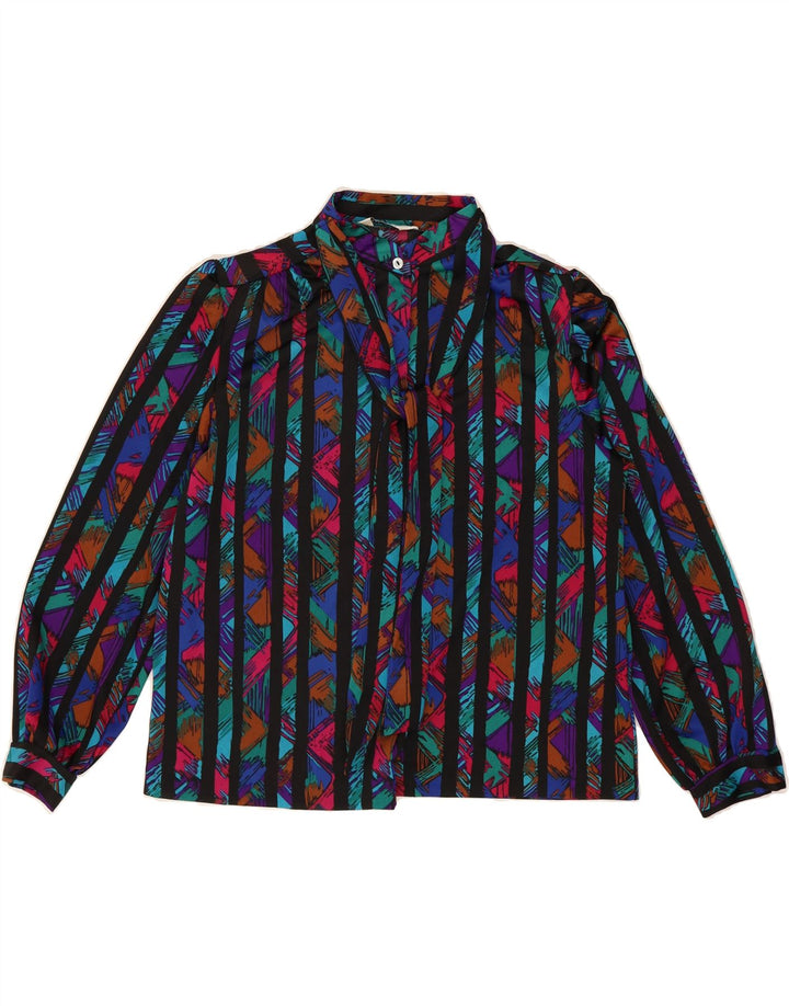 BLAIR Womens Front Tie Shirt Blouse UK 16 Large Multicoloured Striped Vintage Blair and Second-Hand Blair from Messina Hembry 