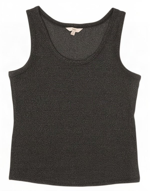 Marks & Spencer Damevest Top UK 20 2XL Sort Flecked Bomuld
