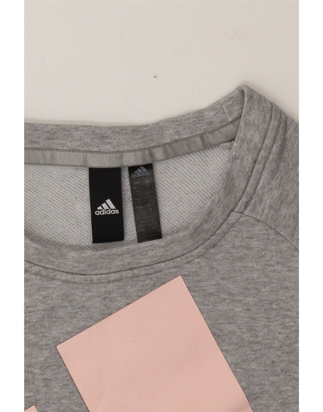ADIDAS Womens Graphic Sweatshirt Jumper UK 12/14 Medium Grey Cotton Vintage Adidas and Second-Hand Adidas from Messina Hembry 