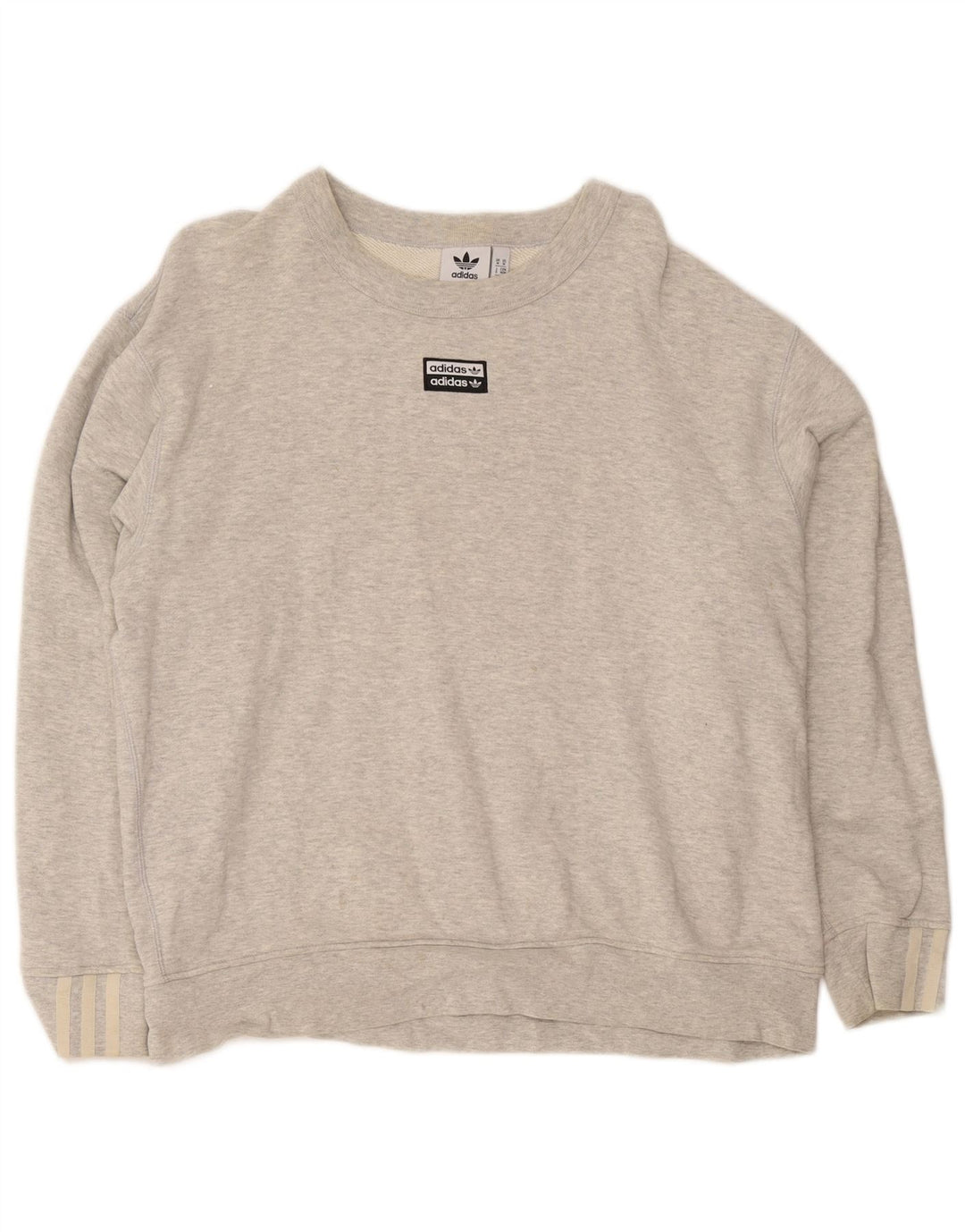 Adidas Herre Loose Fit Sweatshirt Jumper Medium Grey Flecked Bomuld