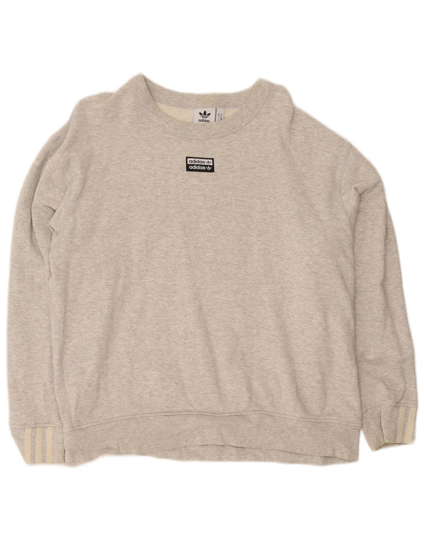 Adidas Herre Loose Fit Sweatshirt Jumper Medium Grey Flecked Bomuld
