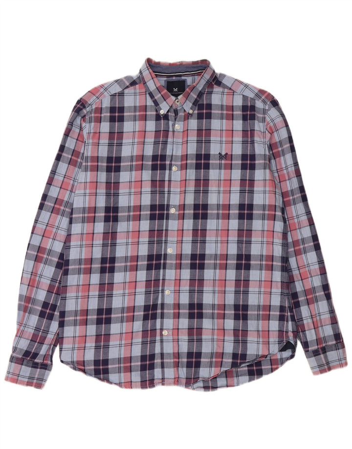 Besætningstøj Herre Slim Fit Flanellskjorte Medium Blå Ternet Bomuld