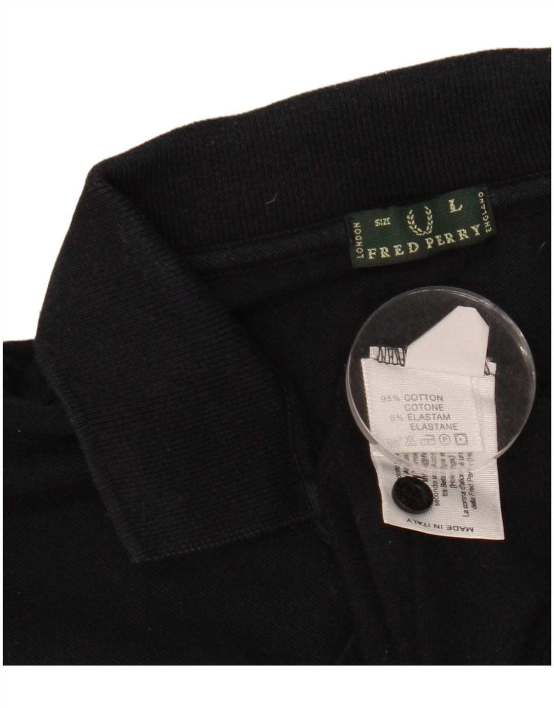 FRED PERRY Dame Polo Shirt UK 16 Stor Sort Bomuld