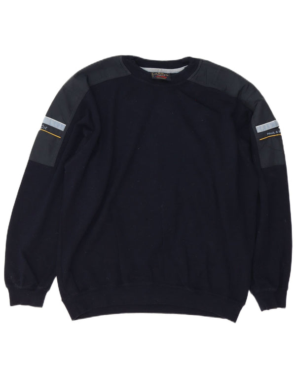 Paul & Shark Herre sweater med rund hals, stor marineblå farveblok