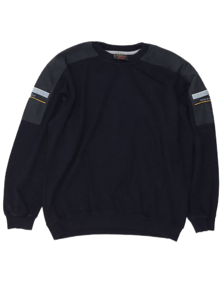 Paul & Shark Herre sweater med rund hals, stor marineblå farveblok