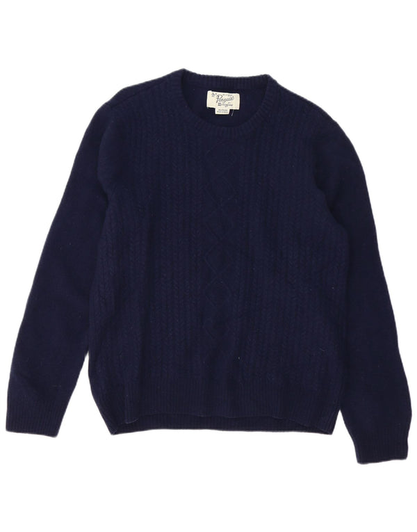 PENGUIN Dame Boat Neck Jumper Sweater UK 18 XL Marineblå lammeuld