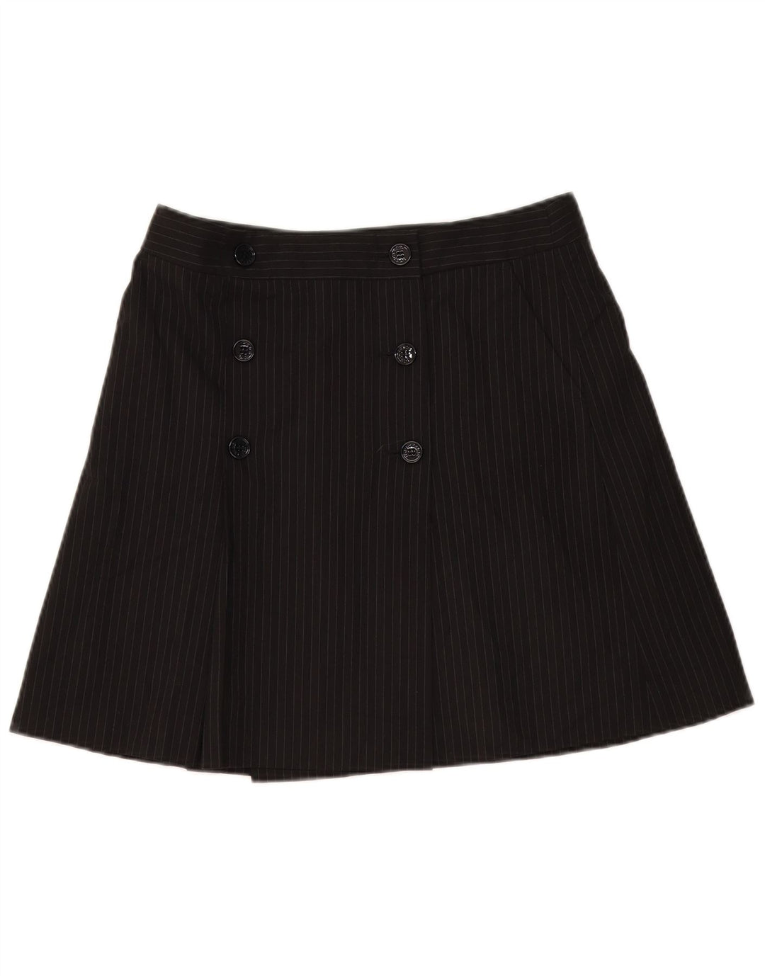 Iceberg Womens Wrap Skirt IT 42 Medium W32 Black Pinstripe Polyester