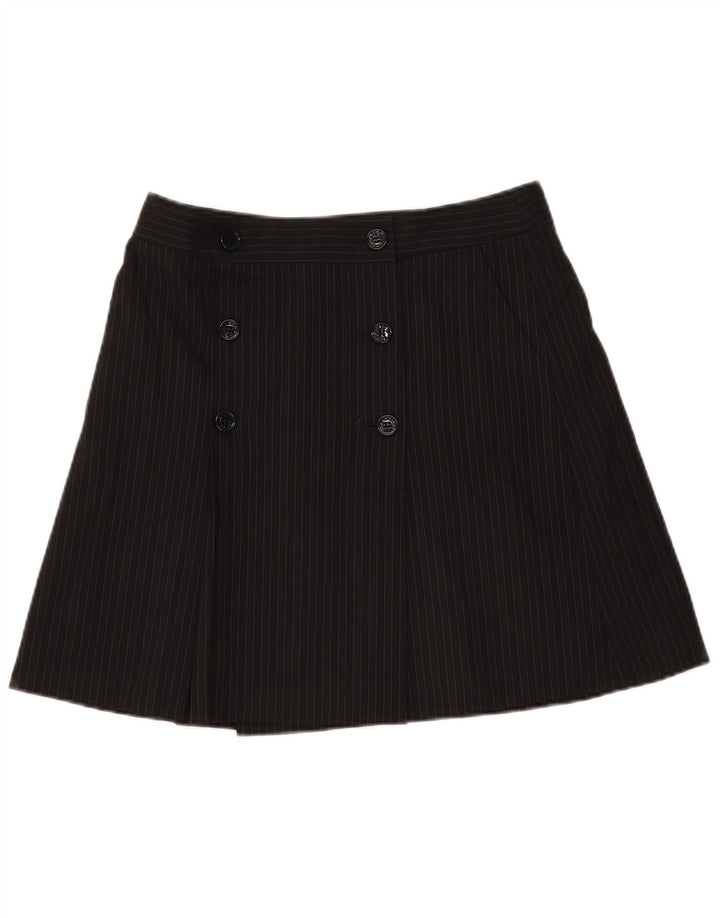 Iceberg Womens Wrap Skirt IT 42 Medium W32 Black Pinstripe Polyester