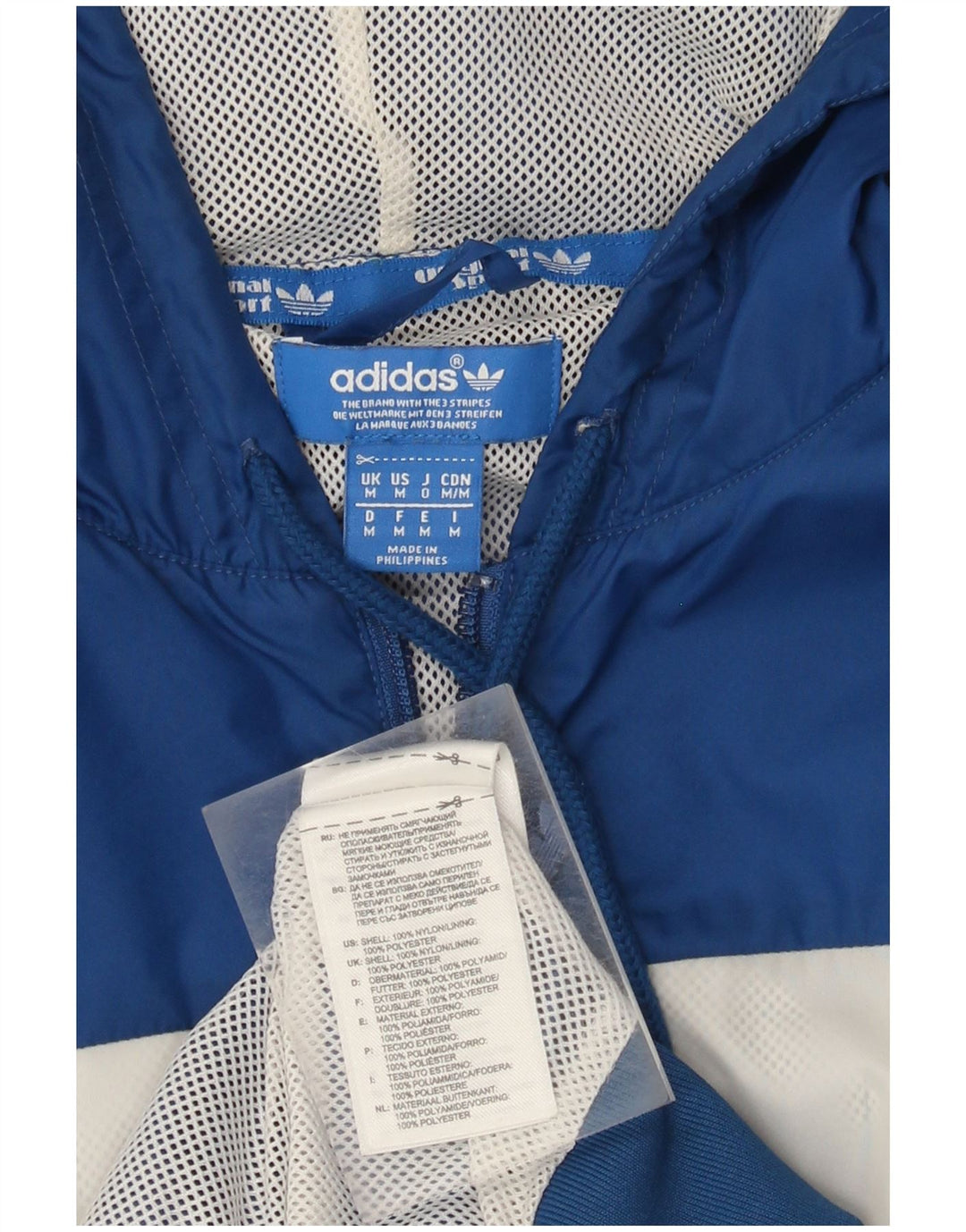 Adidas Regnjakke med hætte til mænd UK 38 Medium Blue Colourblock Nylon