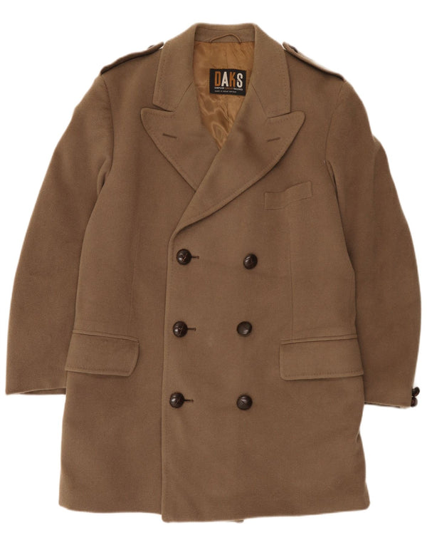 Dacks Herre Militær Dobbeltradet Frakke UK 42 XL Brun Virgin Wool
