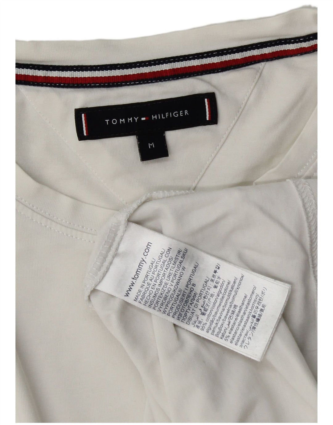Tommy Hilfiger Herre T-Shirt Top Medium Hvid Bomuld