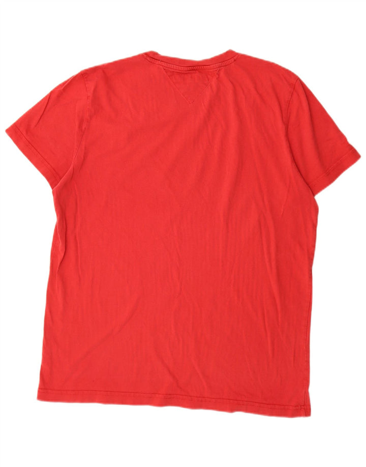 Tommy Hilfiger Herre T-Shirt Top Stor Rød Bomuld