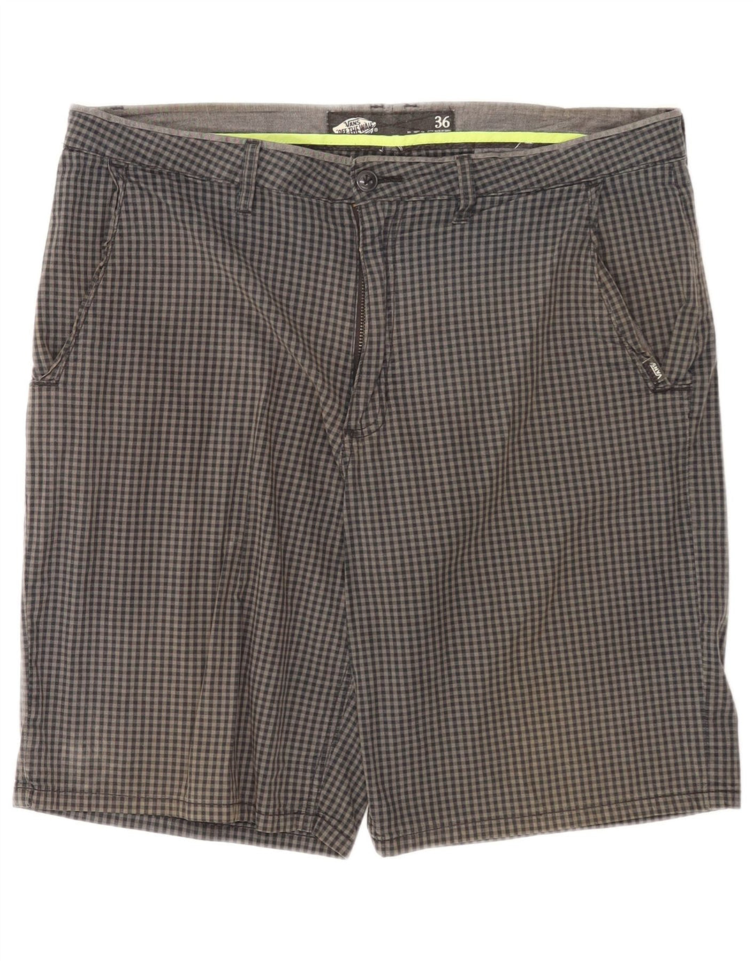 Vans Herre Chino Shorts W36 Stor Grå Gingham Bomuld