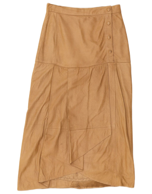 VINTAGE Højtaljet lædernederdel til kvinder IT 42 Medium W26 Brun