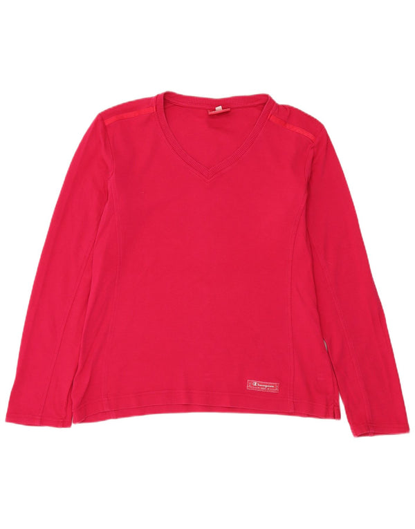 Champion Womens Easy Fit Top Langærmet UK 16 Large Pink Bomuld