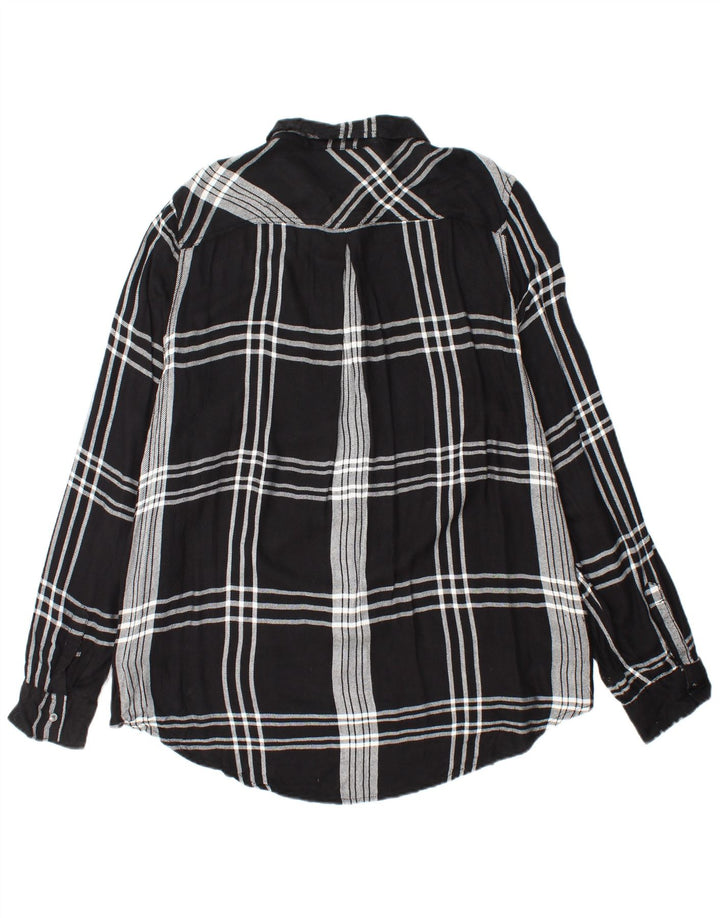 CALVIN KLEIN JEANS Dame Flanellskjorte UK 18 XL Sort Plaid Rayon