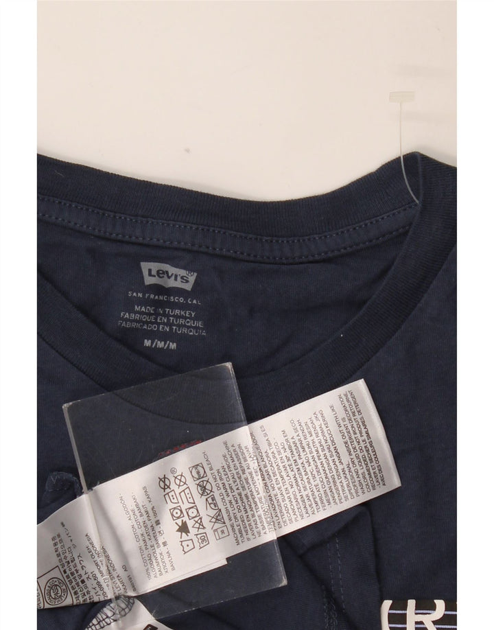 LEVI'S Herre grafisk T-shirt Top Medium Marineblå Bomuld