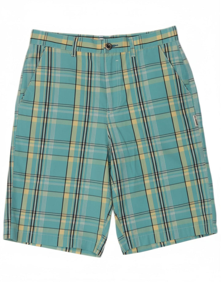 BILLABONG Mens Chino Shorts W33 Medium Turquoise Check Cotton