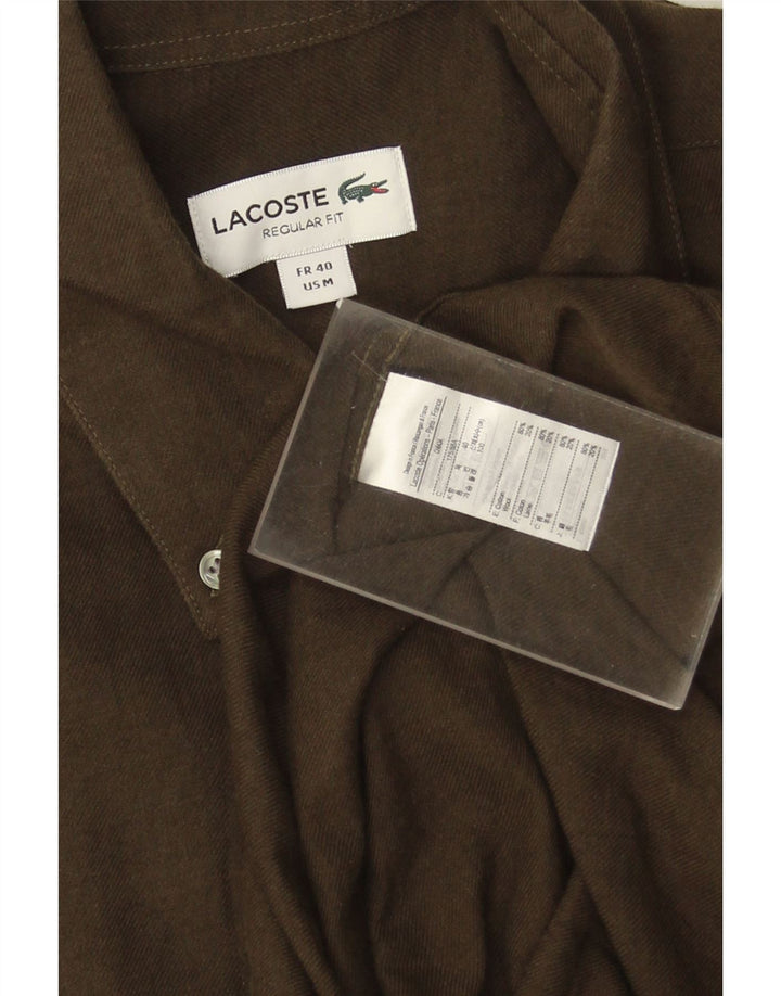 LACOSTE Herre Regular Fit skjorte størrelse 40 Medium Khaki Bomuld