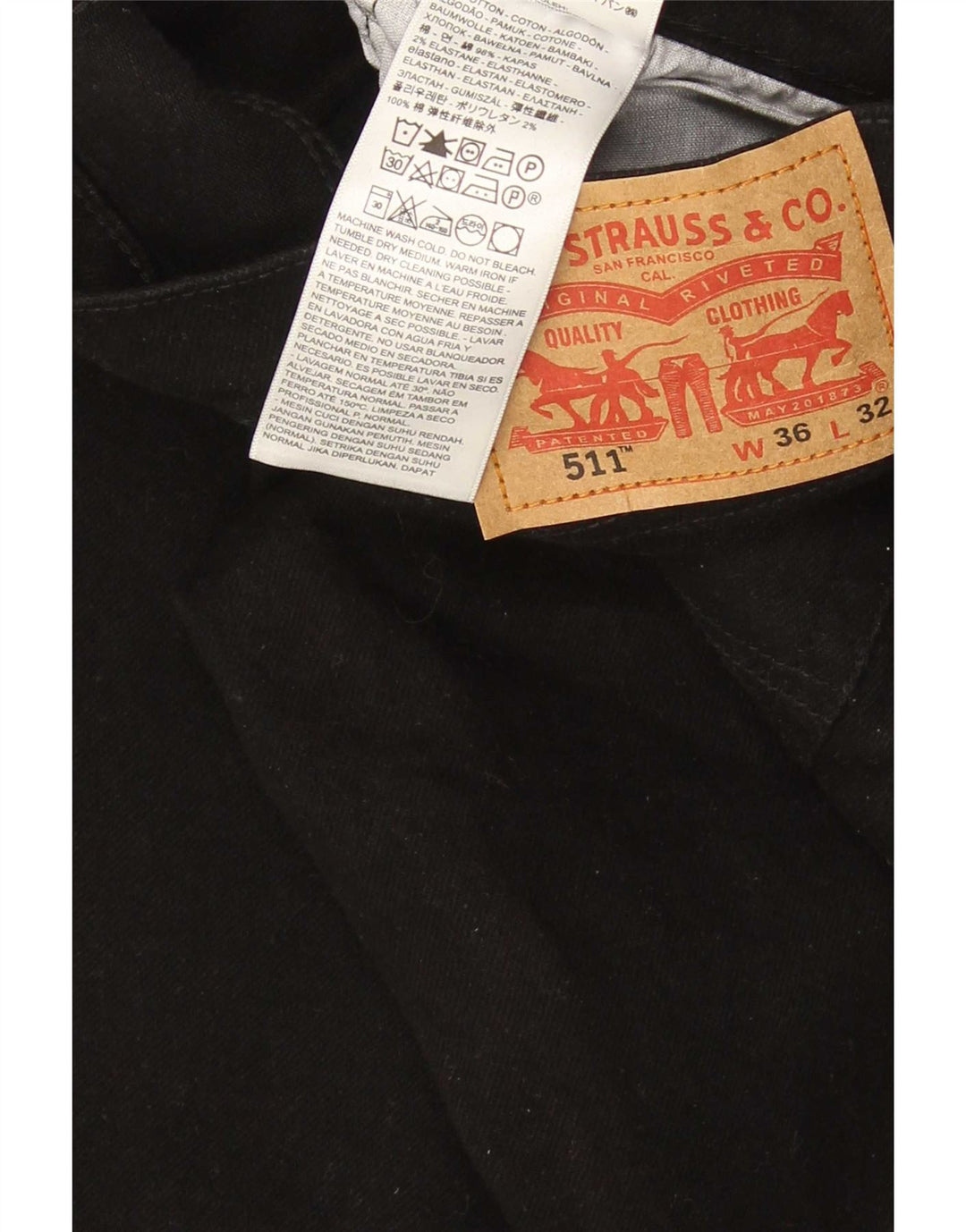 Levi's Herre 511 Slim Jeans W36 L29 Sort Bomuld