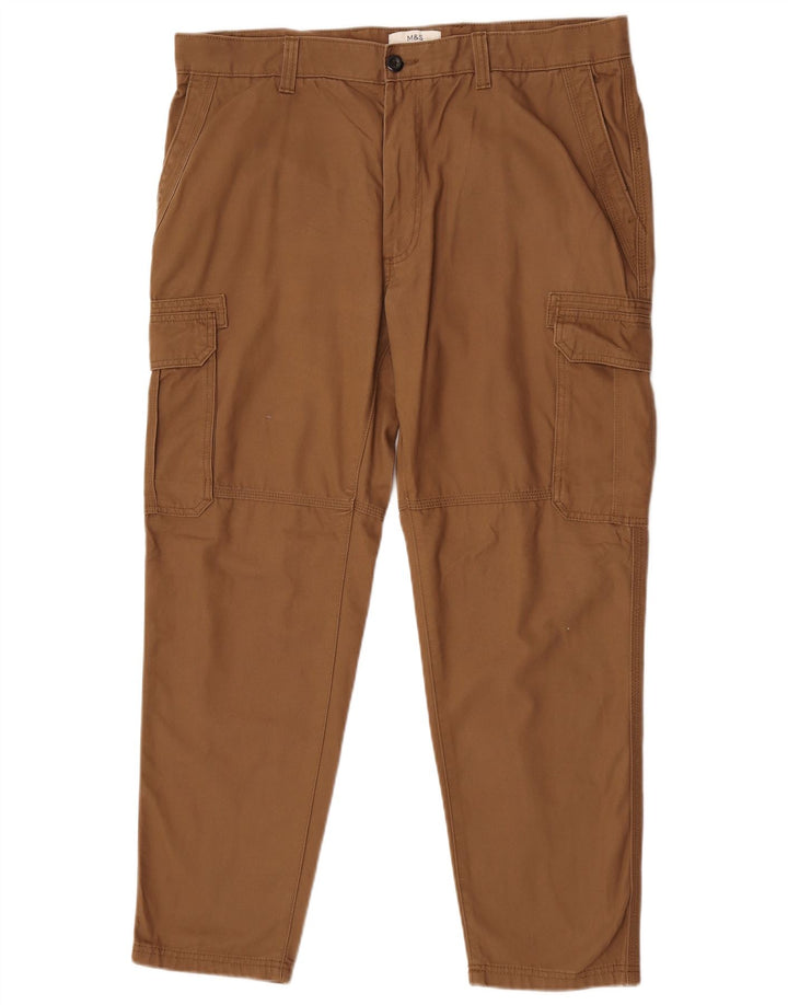 Marks & Spencer Herre Slim Fit Cargo Bukser W38 L29 Brun Bomuld