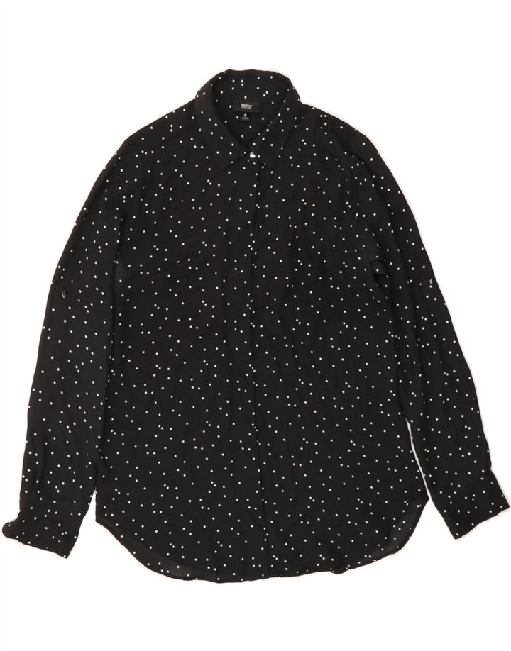 MOSSIMO Womens Shirt UK 10 Small Black Polka Dot Polyester Vintage Mossimo and Second-Hand Mossimo from Messina Hembry 