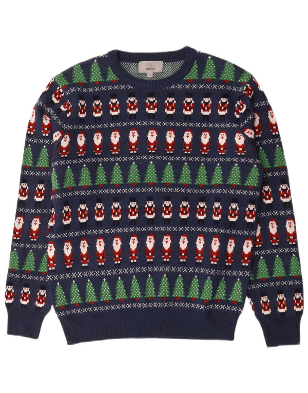 Marks & Spencer Herre sweater med rund hals, lille blå geometrisk