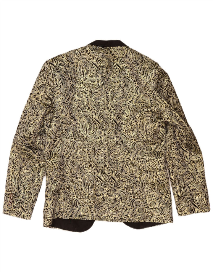 Vintage blazerjakke til mænd med 1 knap UK 38 Medium Gold Paisley