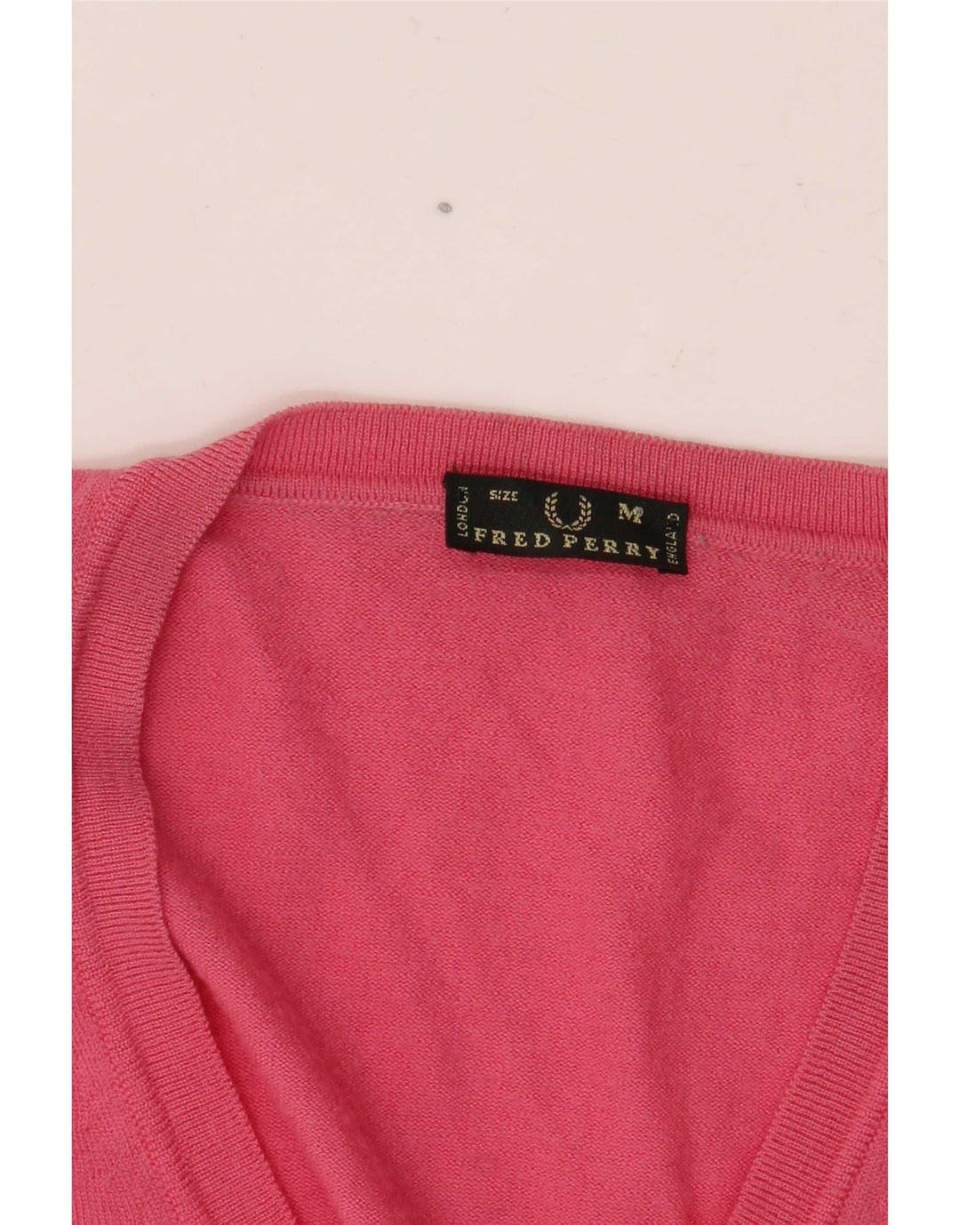 Fred Perry Dame V-hals sweater UK 12 Medium Pink