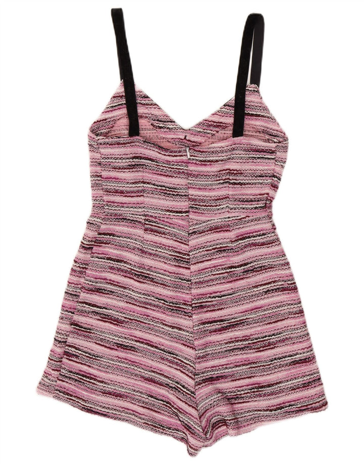 Zara Dame Ærmeløs Strik Playsuit UK 8 Lille Pink Stribet