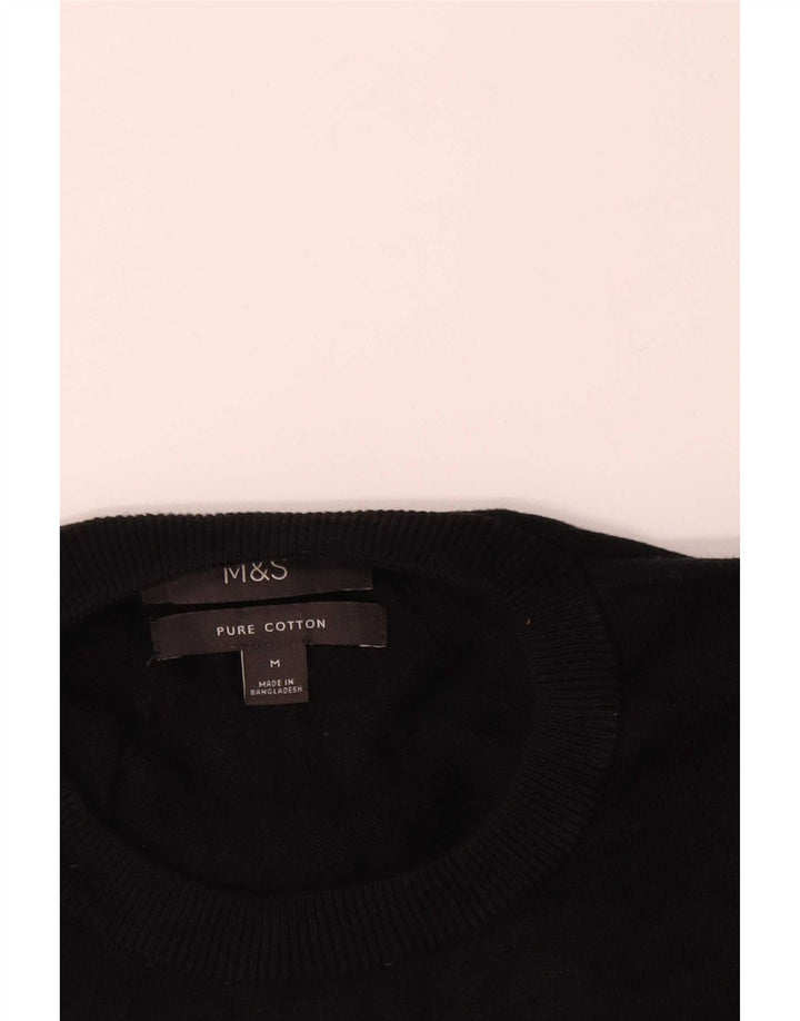 Marks & Spencer sweater med rund hals til mænd Medium Sort Bomuld