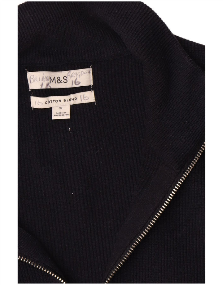 Marks & Spencer herre cardigan sweater XL marineblå polyester
