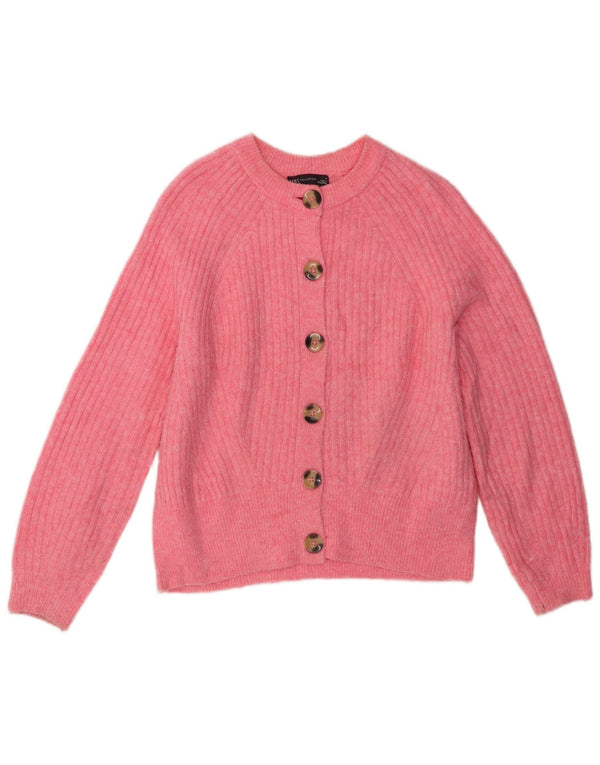 Marks & Spencer Womens Regular Fit Cardigan Sweater UK 14 Medium Pink