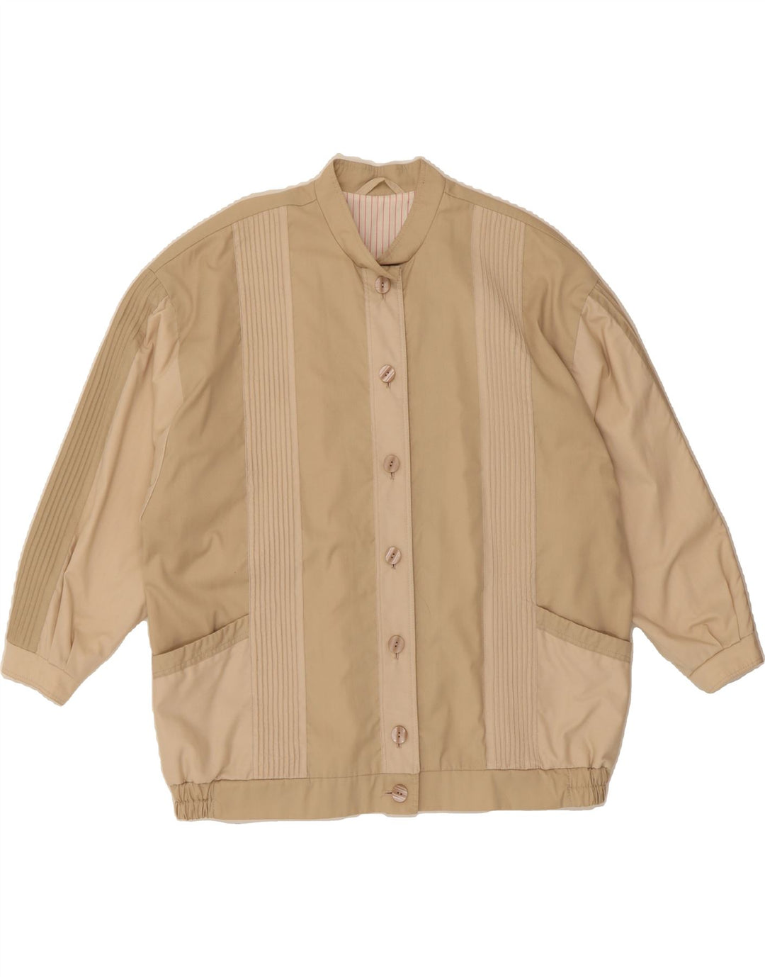 VINTAGE Womens Bomber Jacket UK 20 2XL Beige Striped Vintage Vintage and Second-Hand Vintage from Messina Hembry 