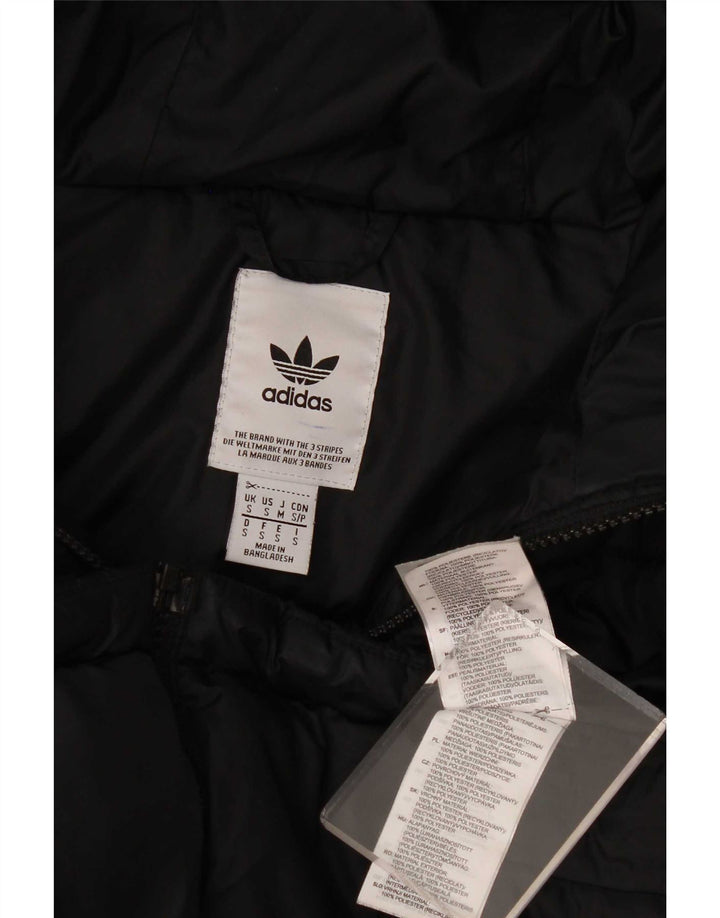Adidas Dame Hætte Oversized Polstret Jakke UK 10 Small Black Polyester