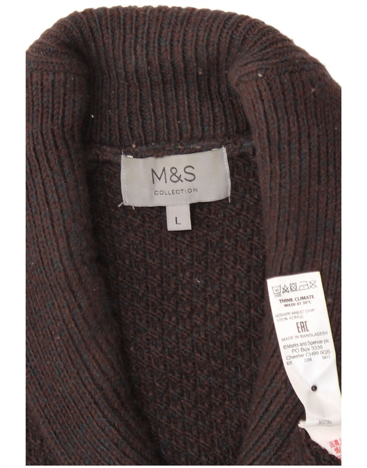 Marks & Spencer Herre Cardigan Sweater Stor Brun Akryl