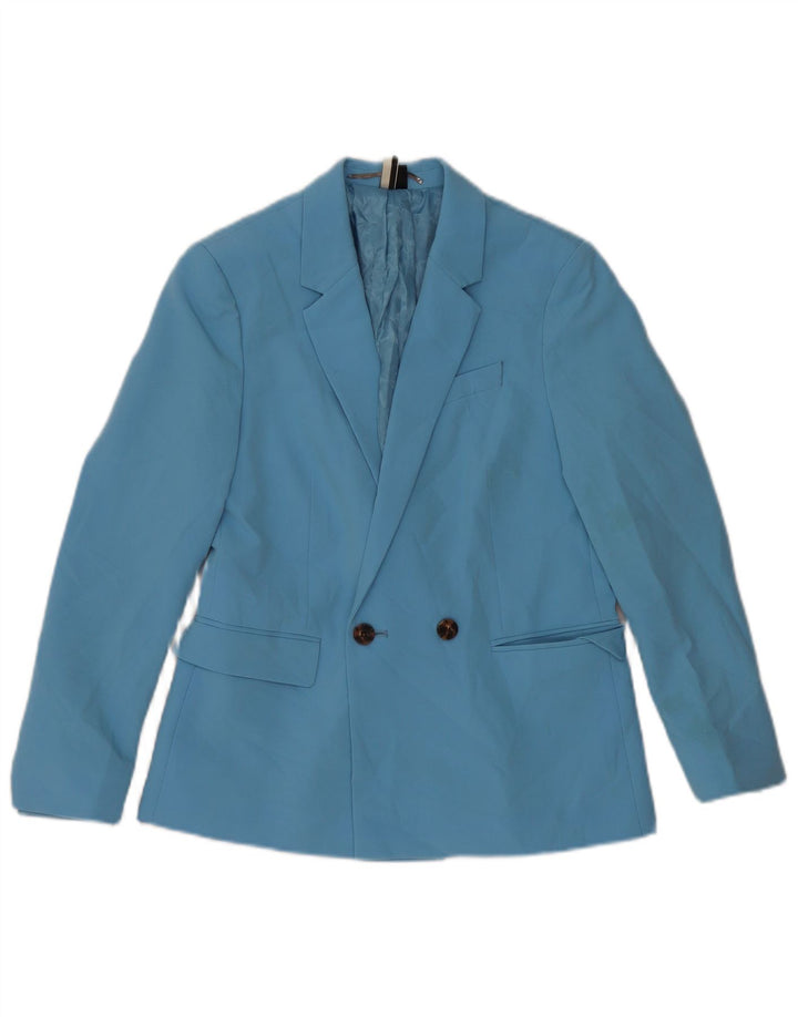 Topshop Dame Double Breasted Blazer Jacket UK 8 Small Blue Polyester