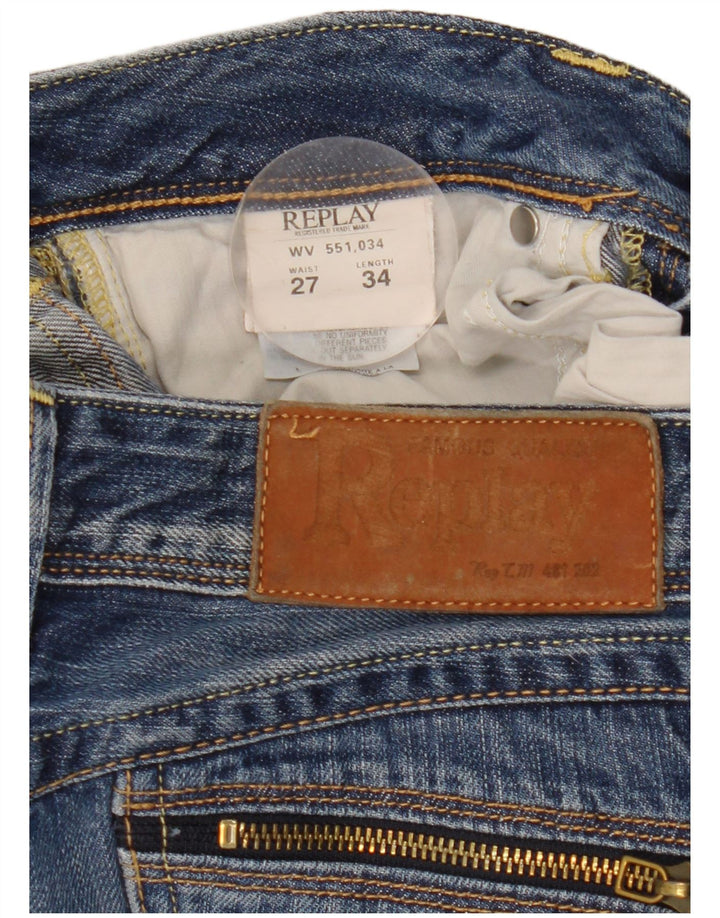 Replay Dame Slim Jeans W27 L34 Blå Bomuld
