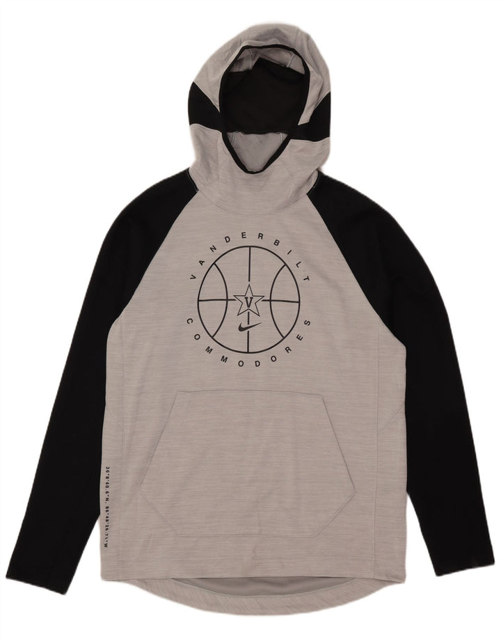 Nike Dame Dri Fit Grafisk Hoodie Jumper UK 14 Medium Grey Polyester