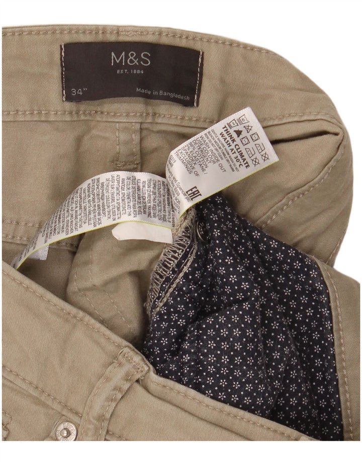 Marks & Spencer Herre Casual Shorts W34 Large Khaki Bomuld