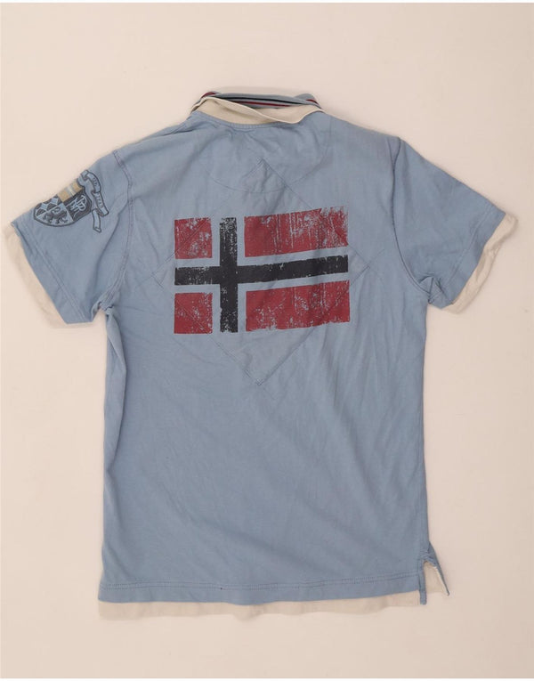 Napapijri Herre grafisk poloshirt Medium Blue Colourblock Cotton