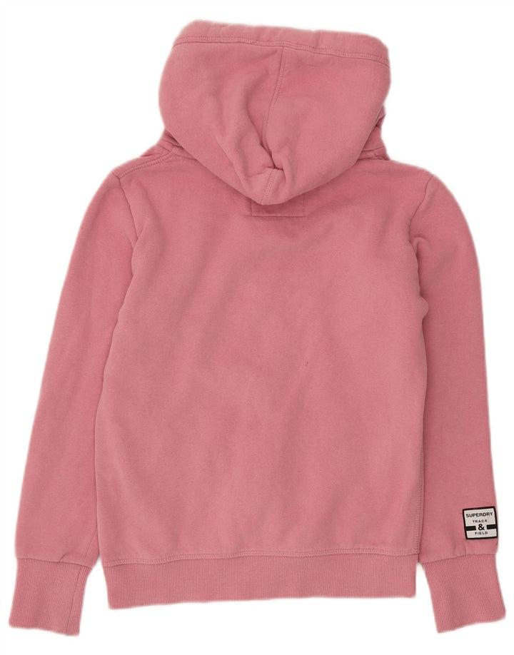 SUPERDRY Kvinder grafisk hættetrøje med lynlås UK 10 Small Pink Bomuld