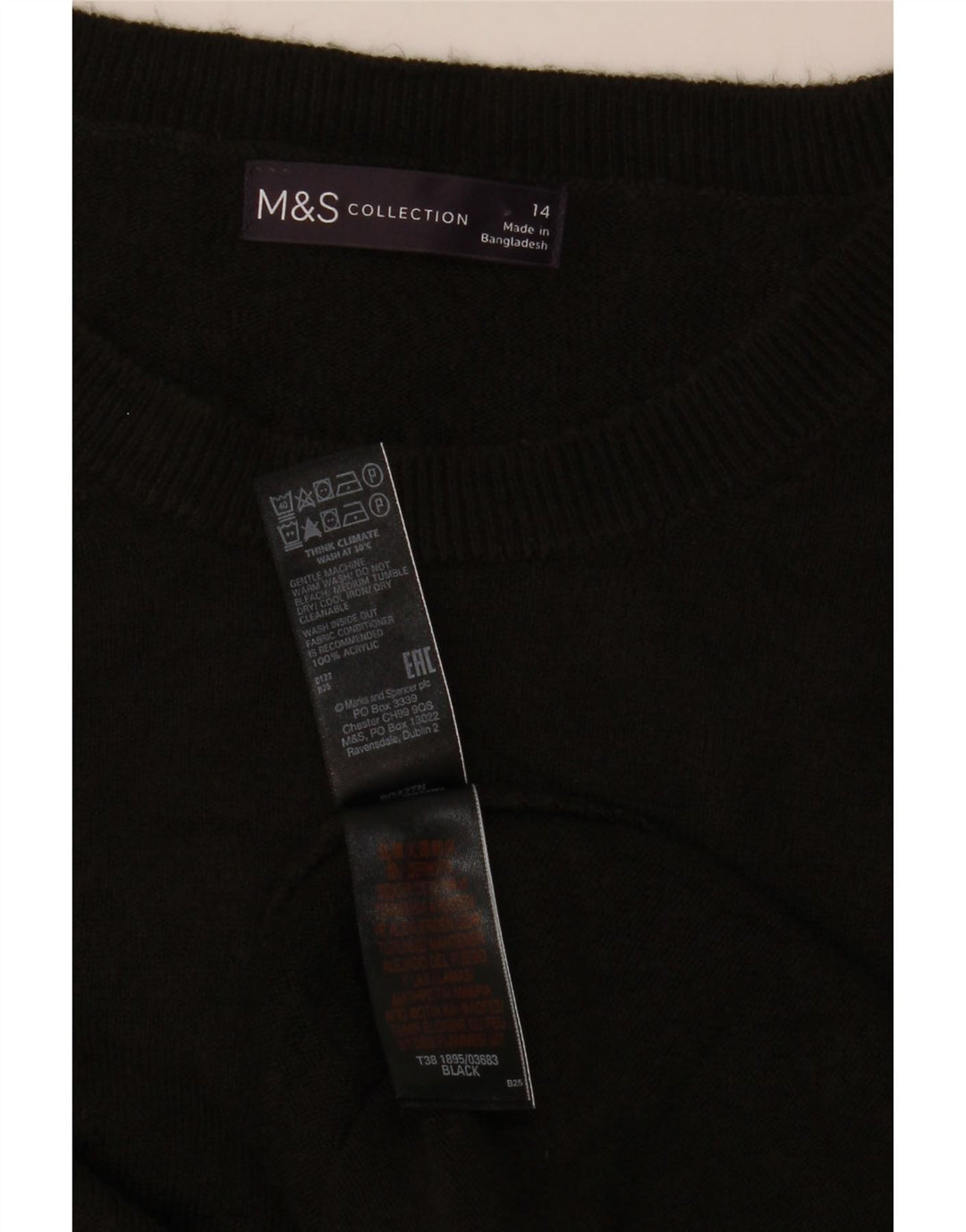 Marks & Spencer Dame sweater med rund hals DK 14 Medium Sort Akryl