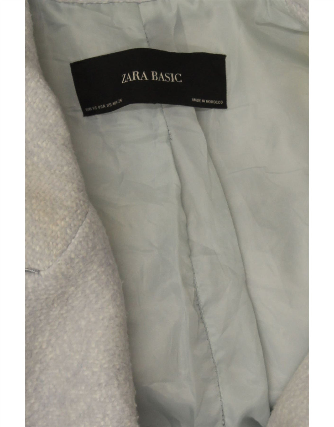 Zara Dame Oversized Dobbeltradet Frakke UK 6 XS Blå Flecked