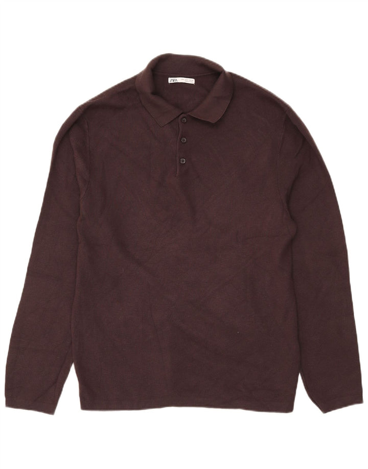 Zara Herre Polo Neck Jumper Sweater Stor Brun
