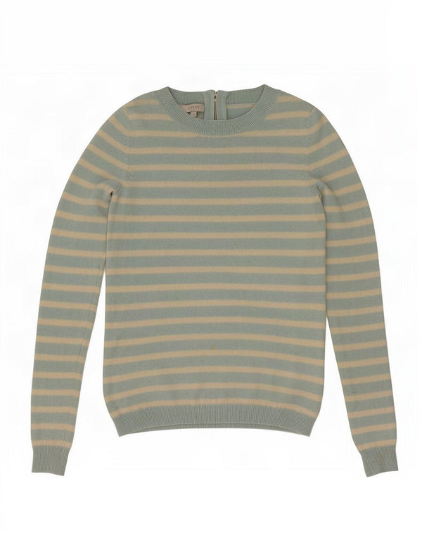 Hobbs Dame Boat Neck Jumper Sweater UK 6 XS Blå Stribet Uld