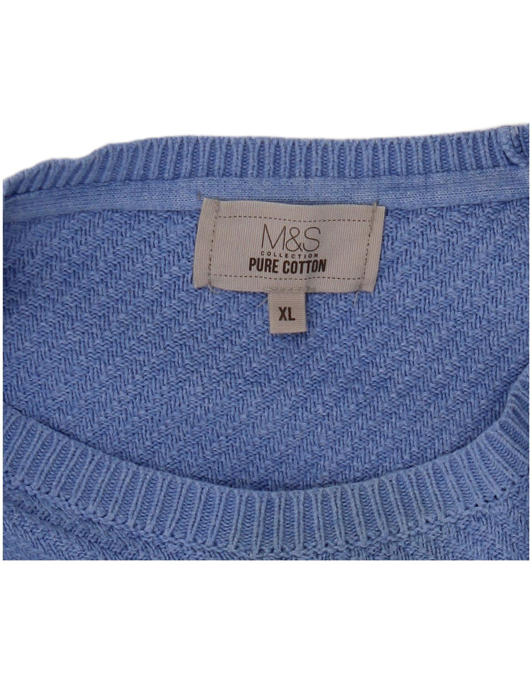 Marks & Spencer Herre Boat Neck Jumper Sweater XL Blå Bomuld