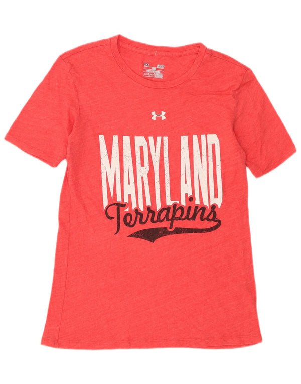 Under Armour Dame Maryland Terrapins Grafisk T-Shirt Top UK 10 Lille Rød